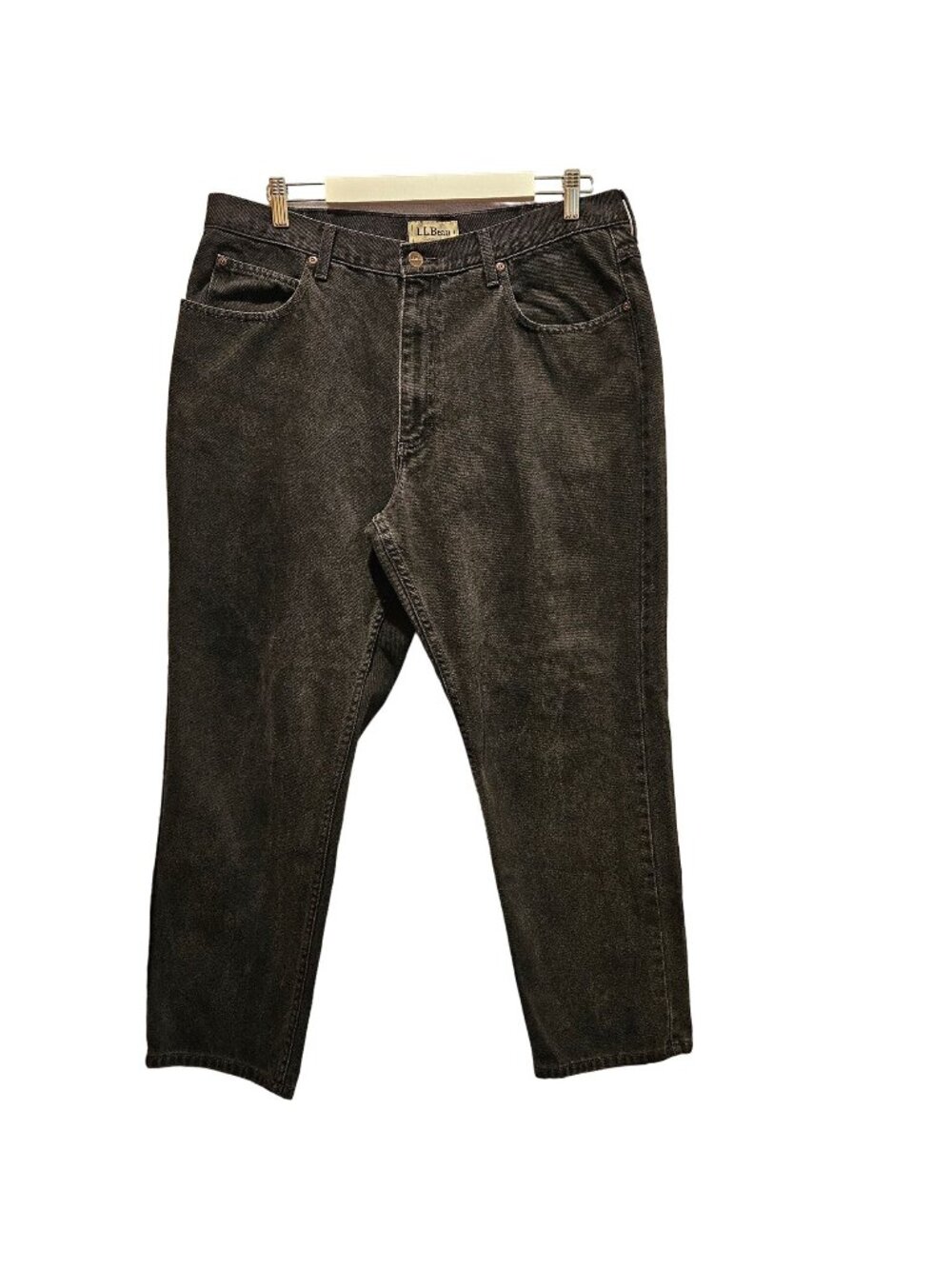 L.L.Bean Black Jeans Mens 37x29 straight Classic Fit logo Cotton retro Casual